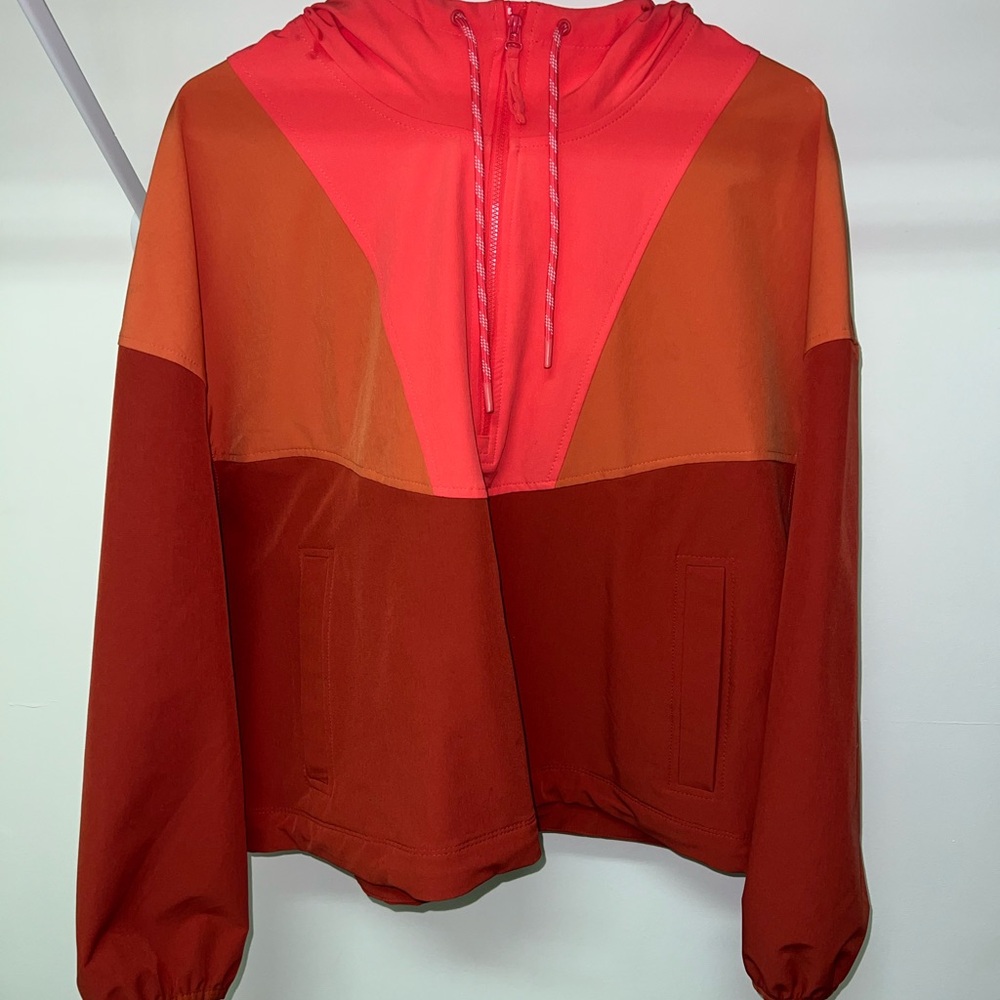 Old Navy Women's Red and Orange Windbreaker Jacket